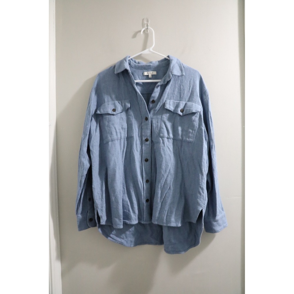 Madewell Women's Shirt Top Button Down Denim Blue Long Sleeve M‎